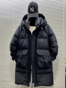 青少年中长款派克羽绒服男士加厚冬季宽松潮牌高中学生白鸭绒外套