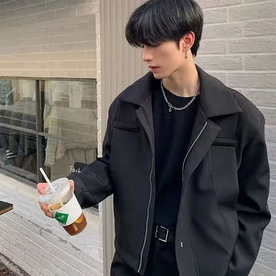 春秋新款原宿休闲韩版设计感潮流西装外套男百搭宽松西服上衣痞帅