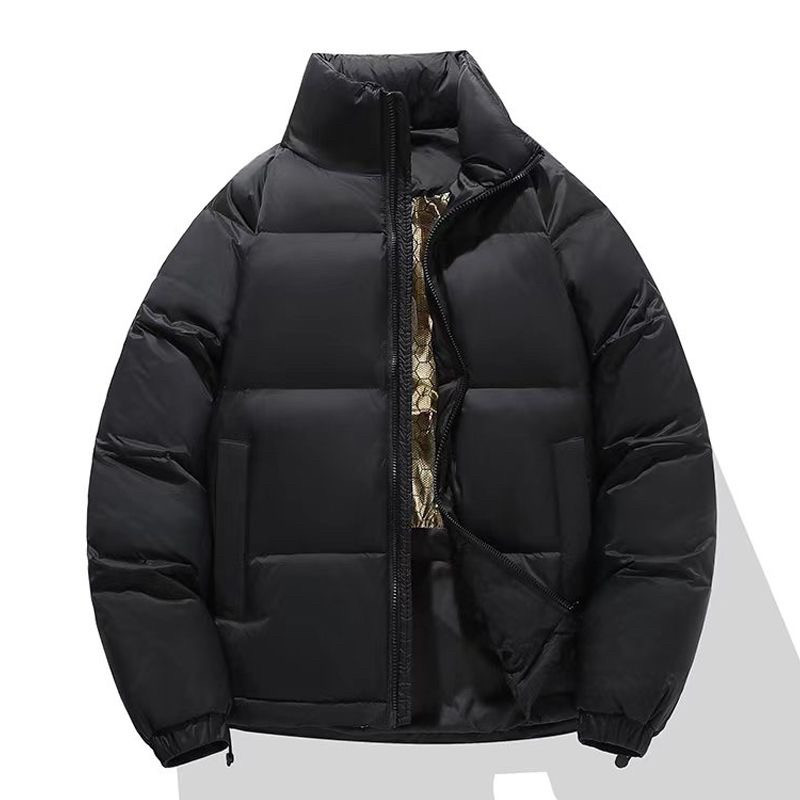 羽绒服男士短款2024冬季新款加厚韩版潮流黑金立领面包服男装外套