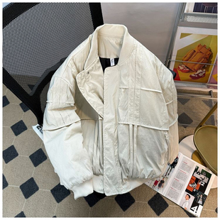 潮牌vibe工装羽绒棉服男冬季加厚机能棒球服棉衣美式宽松棉袄外套