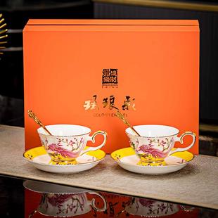 家用轻奢景德镇礼品瓷西餐喝咖啡杯 非遗手作 咖啡杯碟勺套装