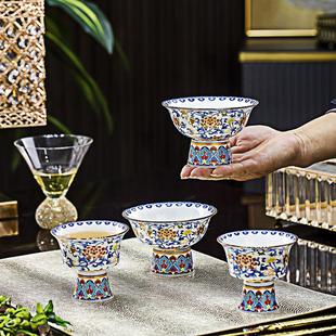 骨瓷家用民族碗八宝供碗酥油茶高足杯小碗藏族奶油碗 景德镇中式