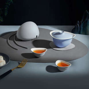 熊与杨虎口盖碗强化瓷陶瓷旅行茶具套装 便携收纳户外家用泡茶套装