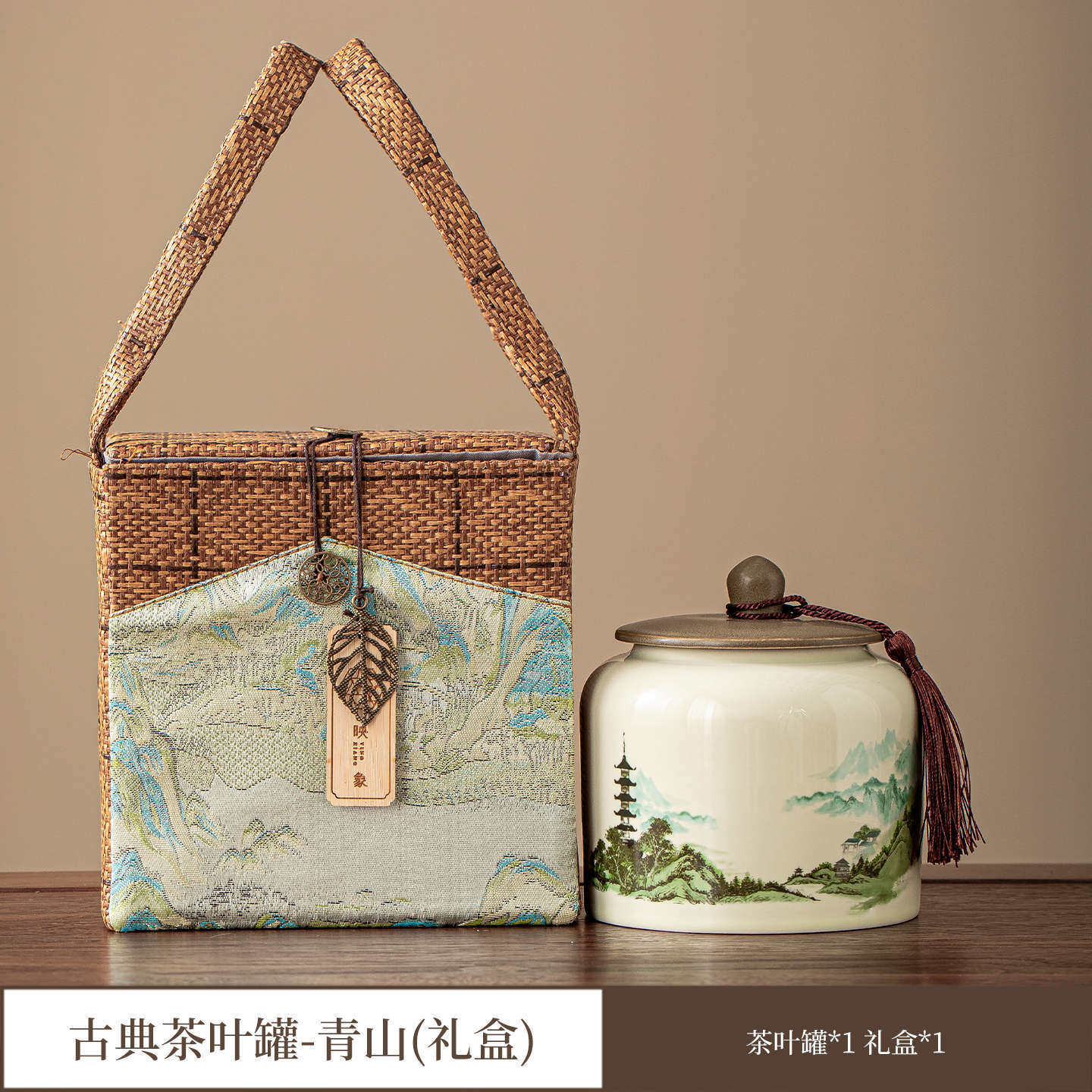 复古茶叶包装礼盒空盒大号陶瓷罐布包装半斤红茶绿茶白茶单罐