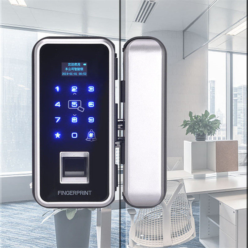 免打孔智能玻璃门锁指纹锁电子密码锁遥控门禁刷卡手机开锁电池锁