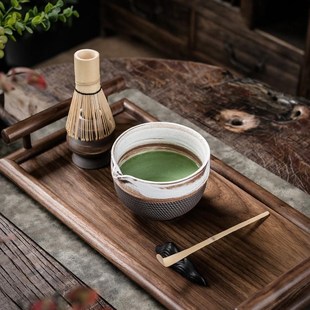 家用粗陶点茶套装 打茶盏打抹茶用搅拌器 陶瓷抹茶碗茶筅套装 日式