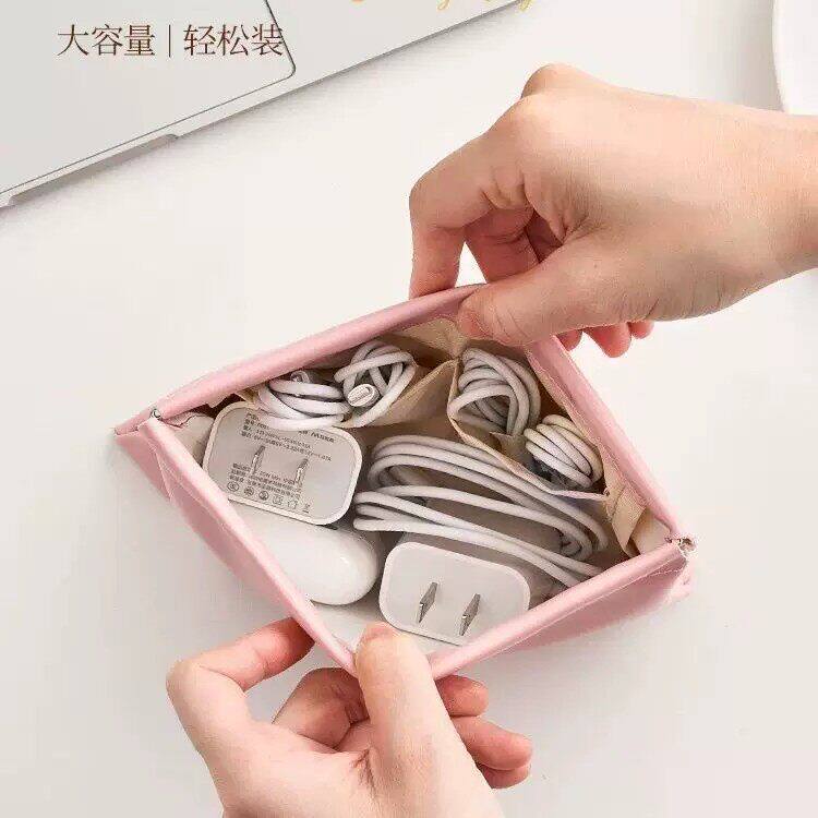 数据线收纳包自动闭合便携弹片包