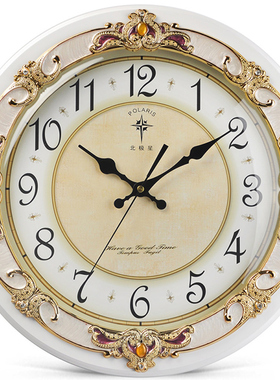 真星静音实木挂钟英t寸中式印花传统石英钟客厅美观潮流钟!