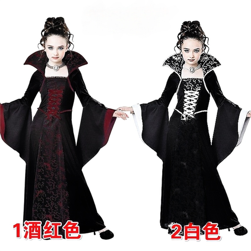 吸血女王公主裙角色扮演印花长裙