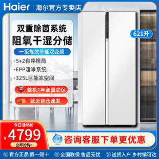 海尔电冰箱白色621L大容量冷冻对开双门一级BCD 621WLHSS95W9U1