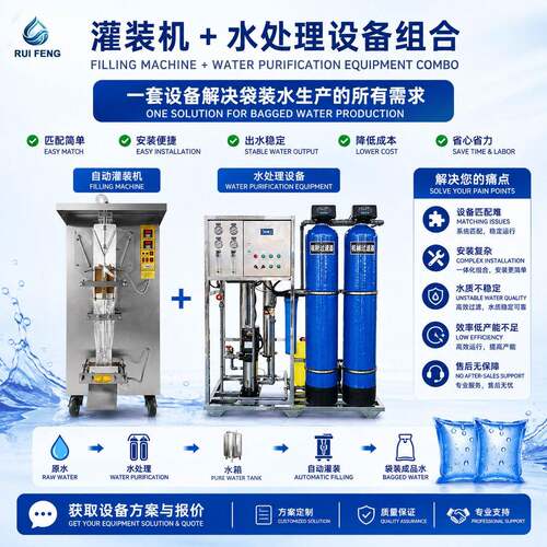 出口非洲袋装纯净水灌装机+RO反渗透净水机sachetwatermachine
