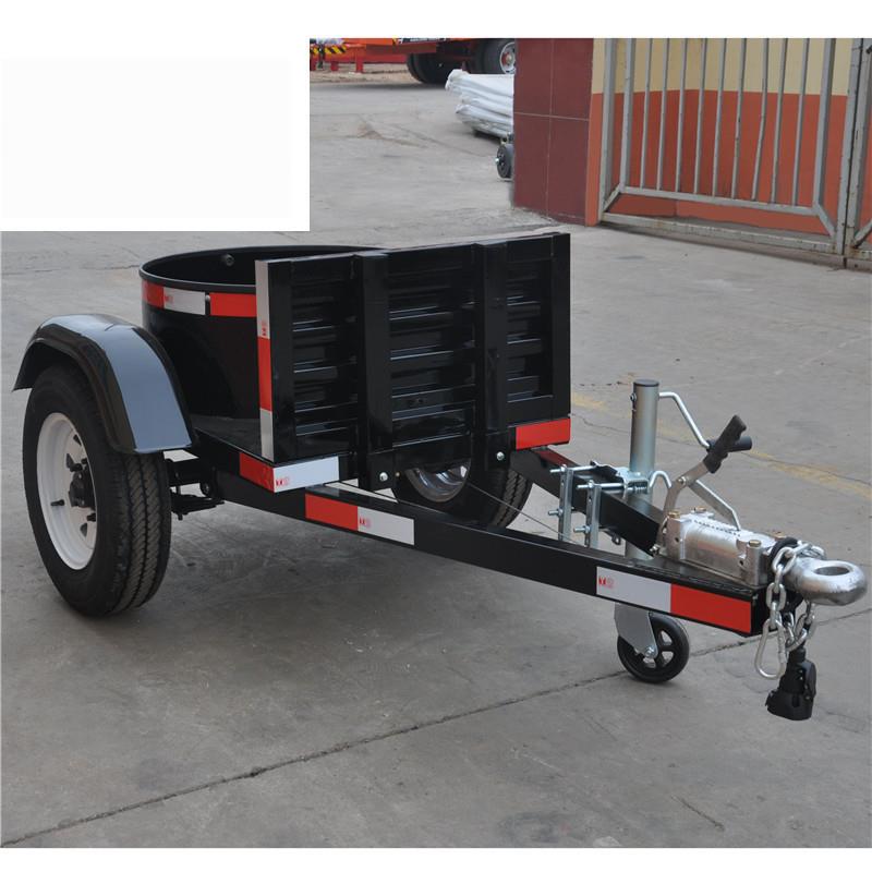 0.5吨汽车拖车运输平板式小拖车圆形小罐拖板车