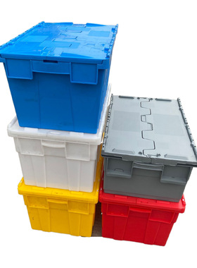 东莞现货白色食品箱 斜插式物流周转箱 带盖连盖塑胶框