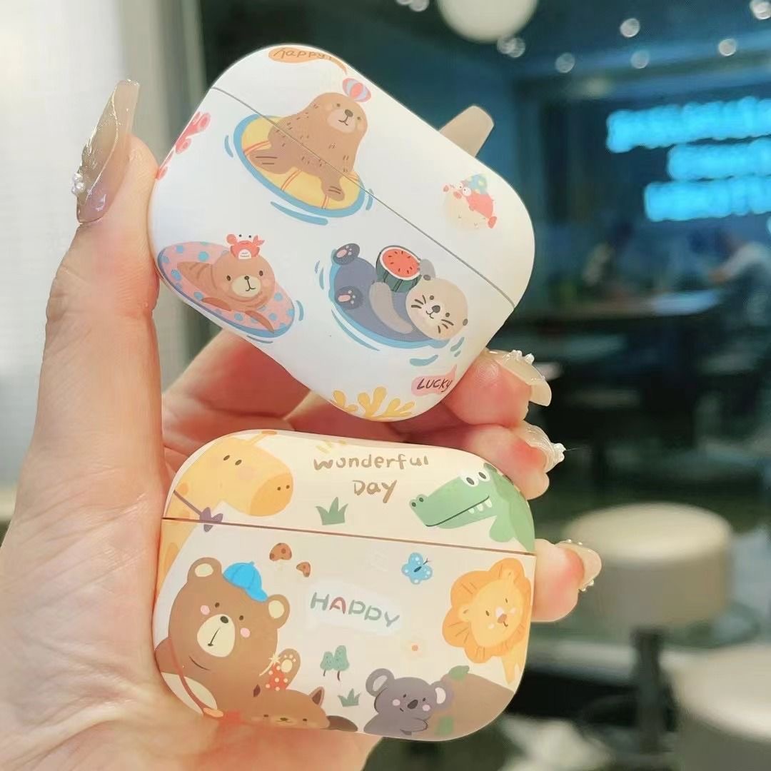 动物泳池派对适用于airpodspro2苹果第二代airpods3代防摔airpods4保护套新款耳机壳无线蓝牙4男ipod硅胶三代