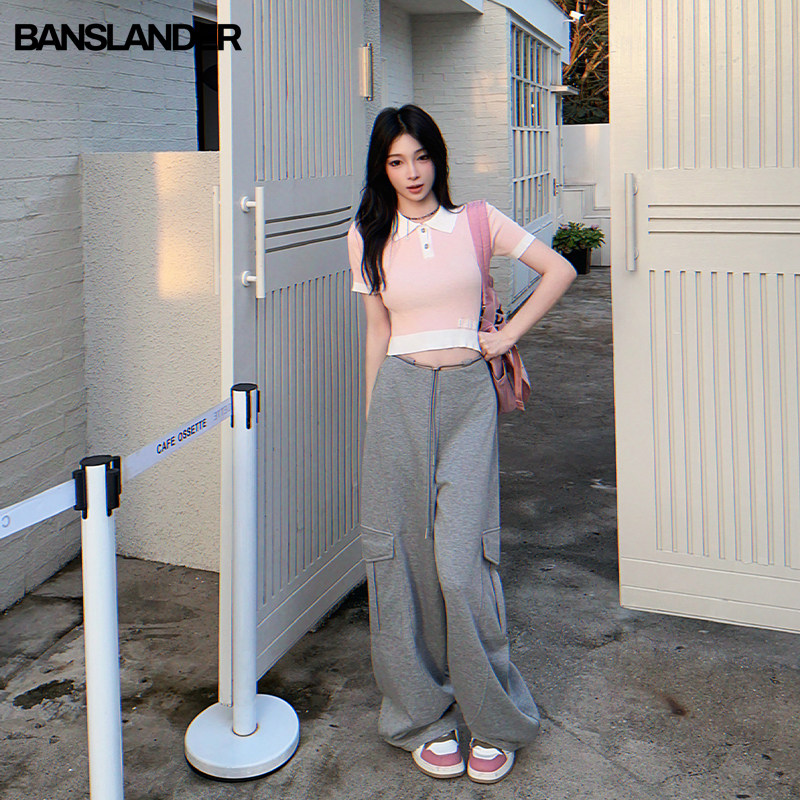 BANSLANDER绑带抽绳弯刀休闲裤