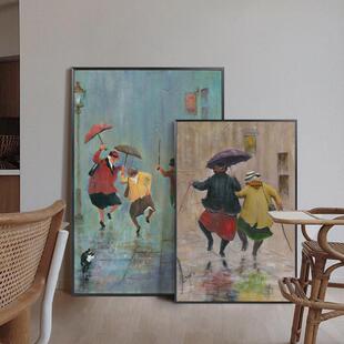 小众艺术挂画高级感巨幅落地画客厅沙发手绘油画装饰复古玄关卧室