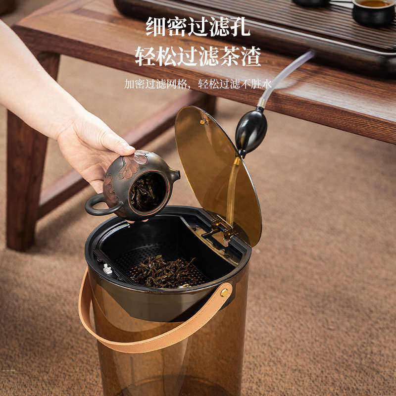茶水桶废水桶家用接茶盘泡茶专用弹盖茶渣桶垃圾桶透明加厚排水桶,餐饮具,茶台废水/渣桶,淘宝优惠券,粉丝福利购,淘宝优惠卷