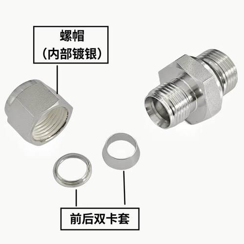 316不锈钢G外螺纹转卡套接头G1/8/G1/4/G1/2外丝转3 6 8 10mm卡套