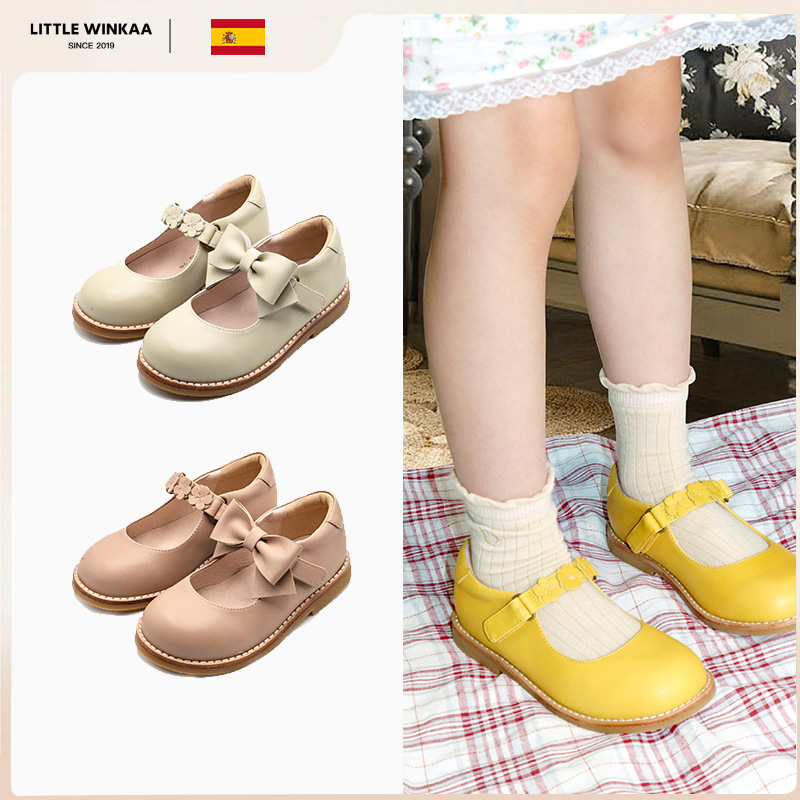純色學院風女童公主小皮鞋