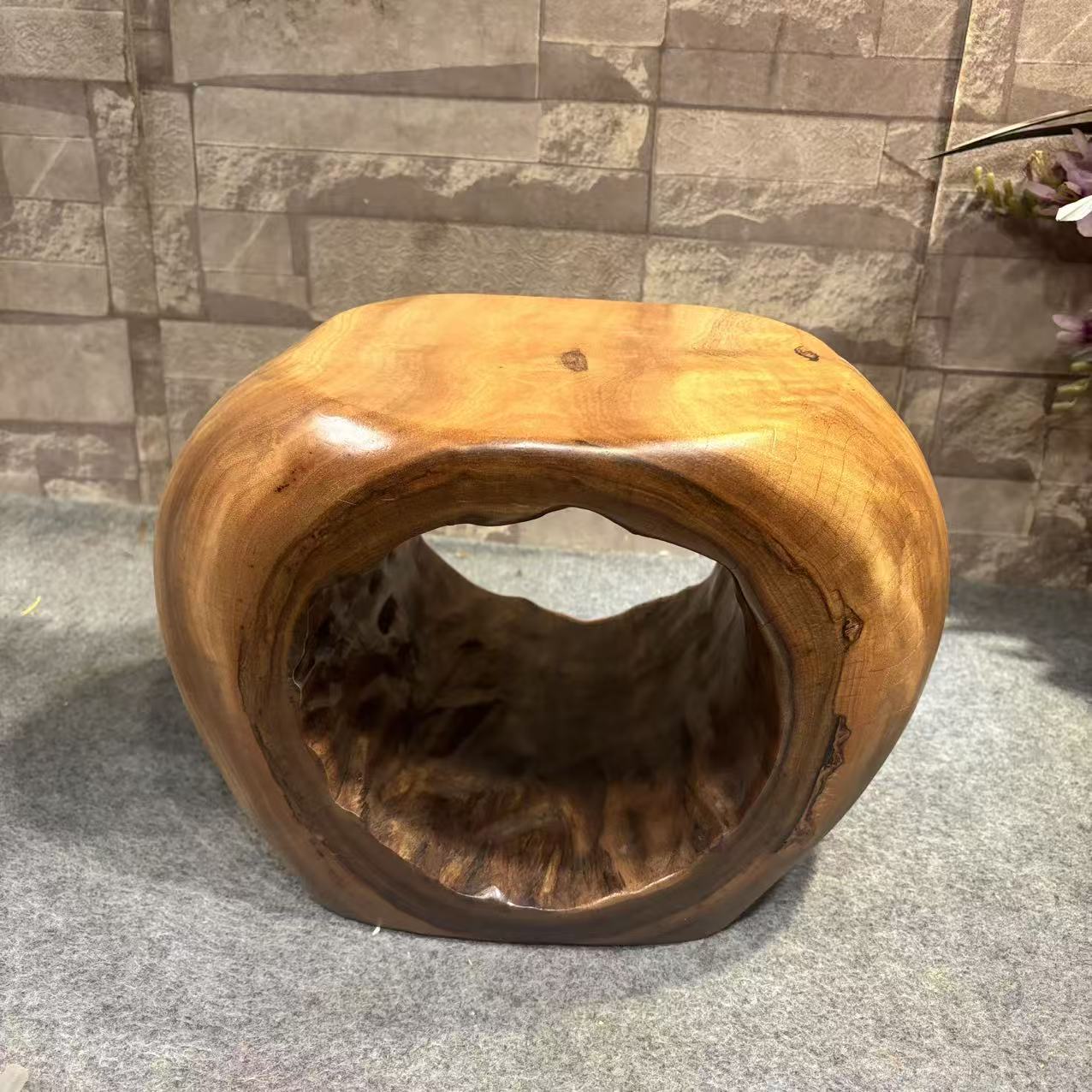 香樟木墩子实木空心原生态树桩根雕凳子茶几边桌民宿酒店装饰摆件