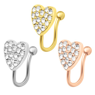 亚马逊跨境电商 不锈钢镶钻爱心形鼻钉鼻环鼻夹鼻饰 穿刺饰品