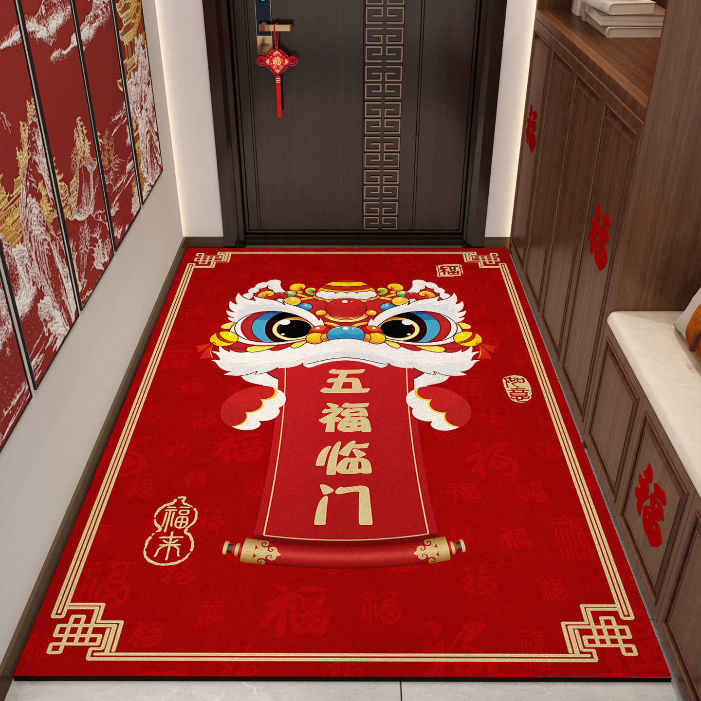 马年红色入户门地垫竖版进门口喜庆2026新款地毯硅藻泥防滑脚踏垫,居家布艺,入户地垫,淘宝优惠券,粉丝福利购,淘宝优惠卷