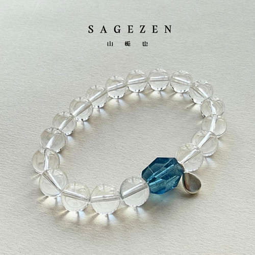天然白水晶手串魔鬼蓝海蓝宝手链