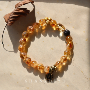 金塔聚财 女招财转运手链 天然水晶手链黄塔晶黄水晶手串设计款