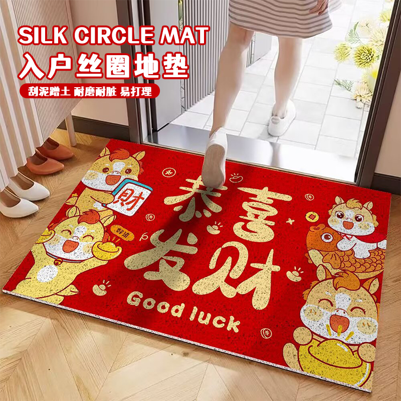 新年地垫丝圈蹭脚入户门垫脚垫