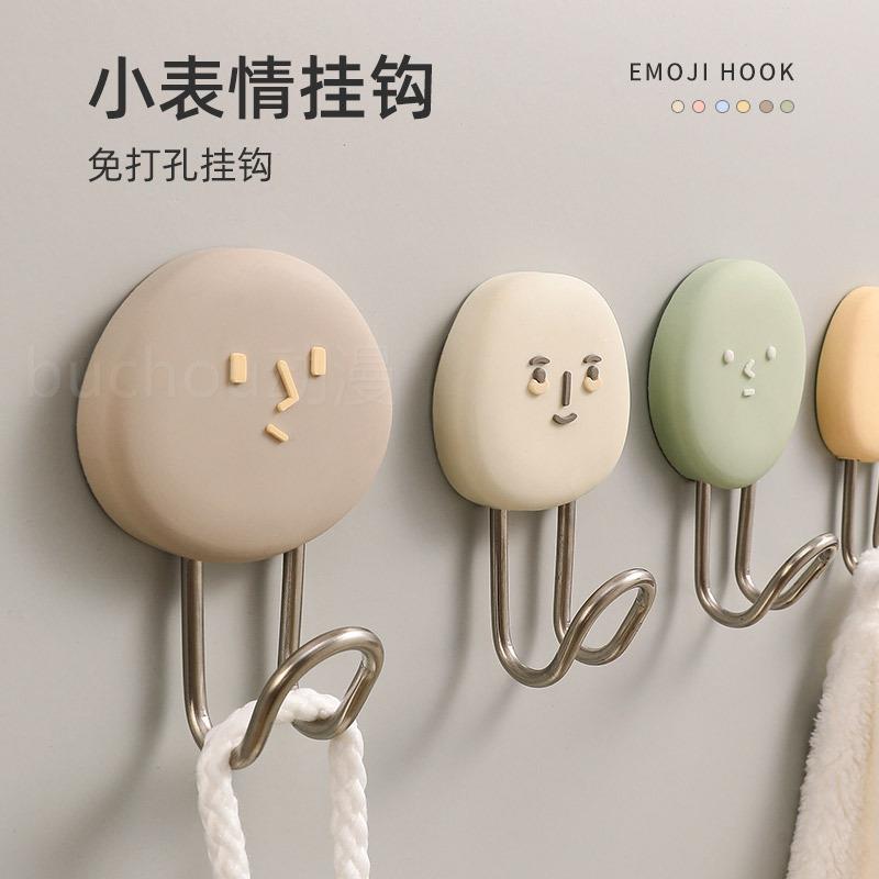 打小表情卡通挂钩强力承重免孔无痕胶浴室厨房门后背胶粘钩子