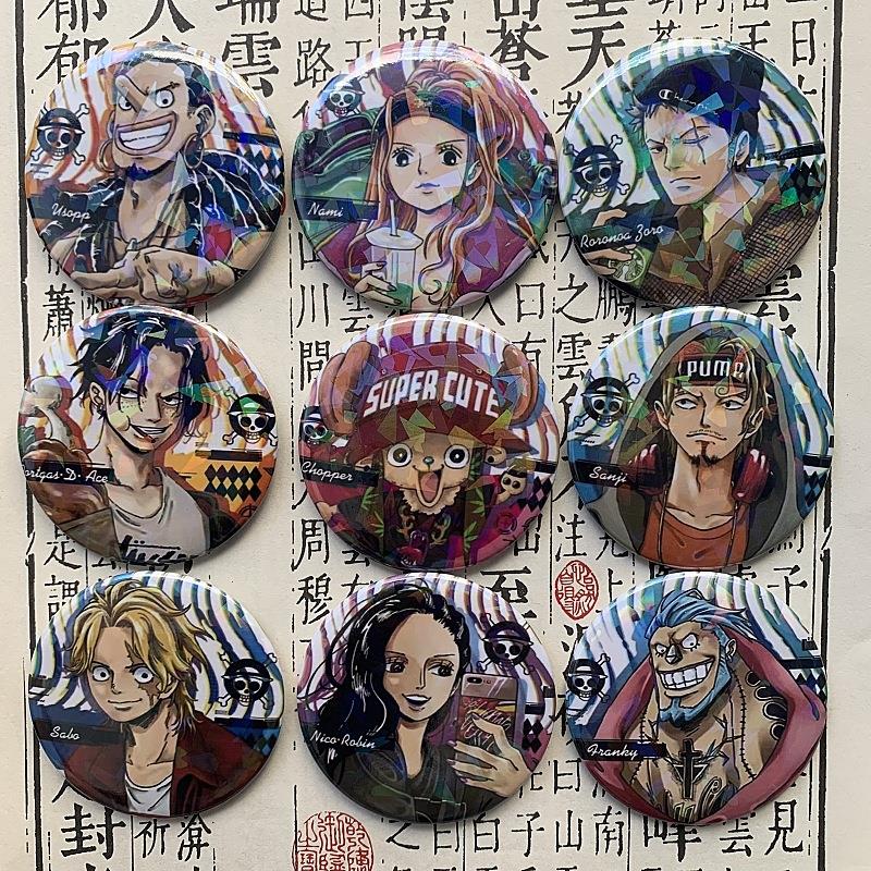 海贼王同人动漫周边路飞索隆山治艾斯马口铁日谷底镭射徽章吧唧