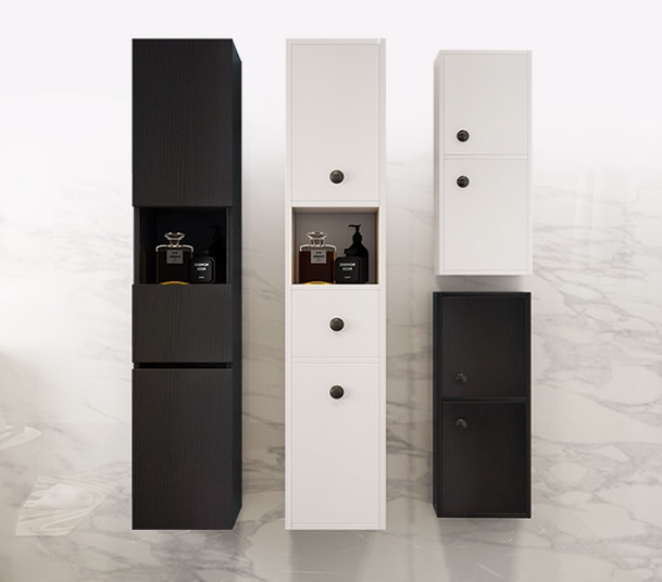 A9L北欧防水浴室柜组合小边柜挂墙式实木储物柜卫生间置物吊柜收