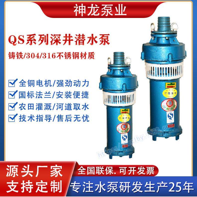 神龙QS潜水深井泵大流量高扬程水浸式潜水泵景观喷泉井用潜水泵