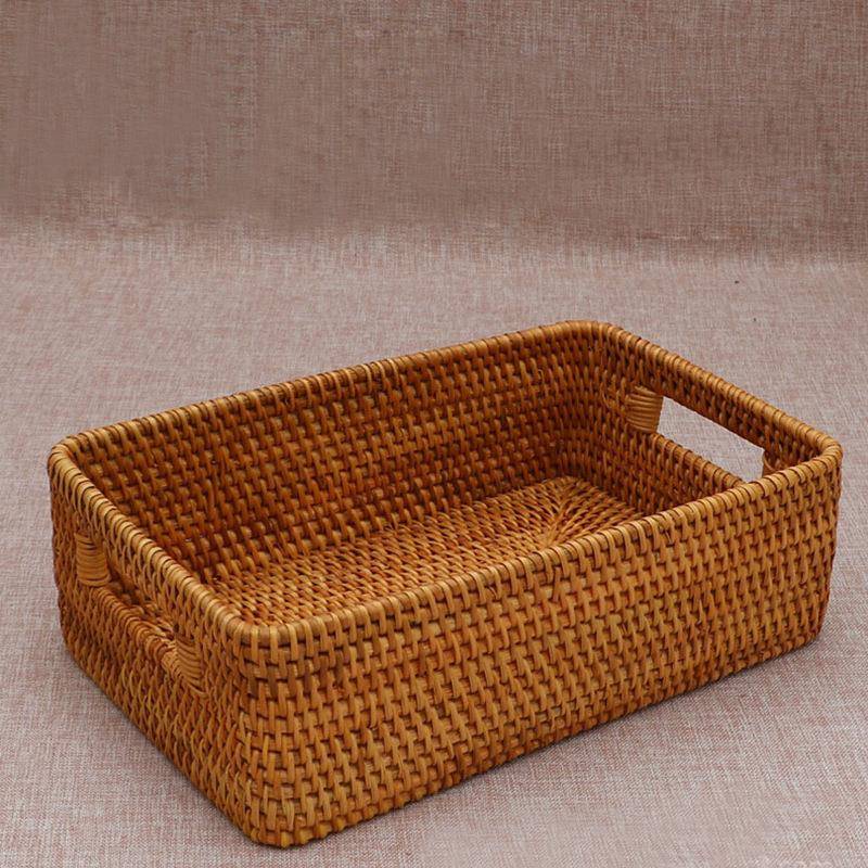 直销家用藤编大号提口方筐桌面整理箱置物篮收纳筐价格实惠