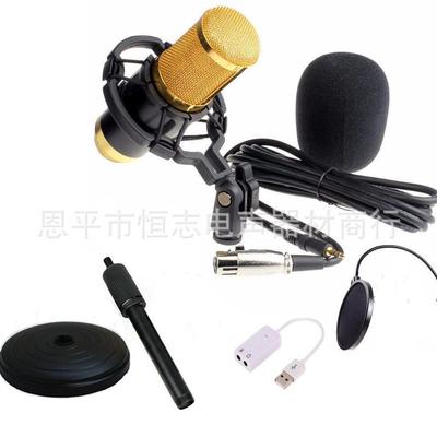 外贸BM-800电脑网络K歌话筒防喷圆盘支架usb声卡套装麦克风