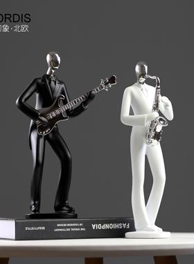 北欧现代黑白音乐人物创意摆件办公室客厅书房家居装饰工艺礼品摆