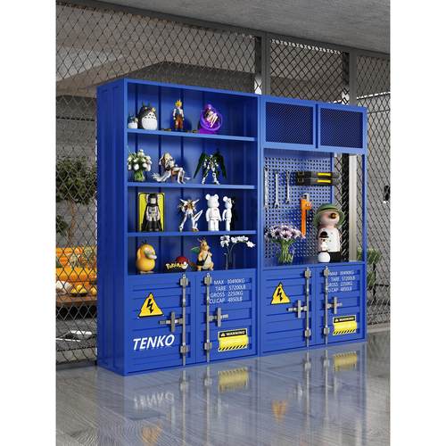 工业风手办展示柜产品陈列柜集装箱商用展示玻璃柜创意收纳置物柜