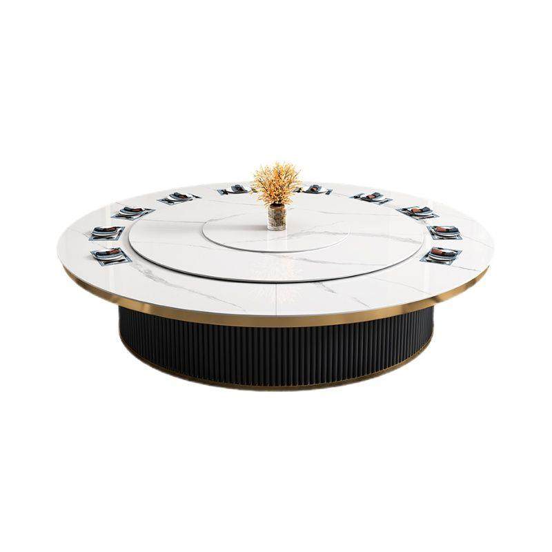 酒店岩板餐桌椅组合餐桌家用折叠大圆桌商用电动转盘大圆桌会议