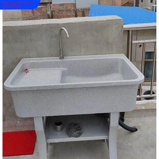 石英石洗衣池阳台家用搓板大理石室外室外洗衣槽庭院双池水池