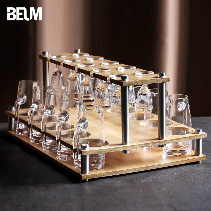 中式白酒杯套装家用水晶玻璃分酒器创意小一口杯子弹杯酒具带杯架