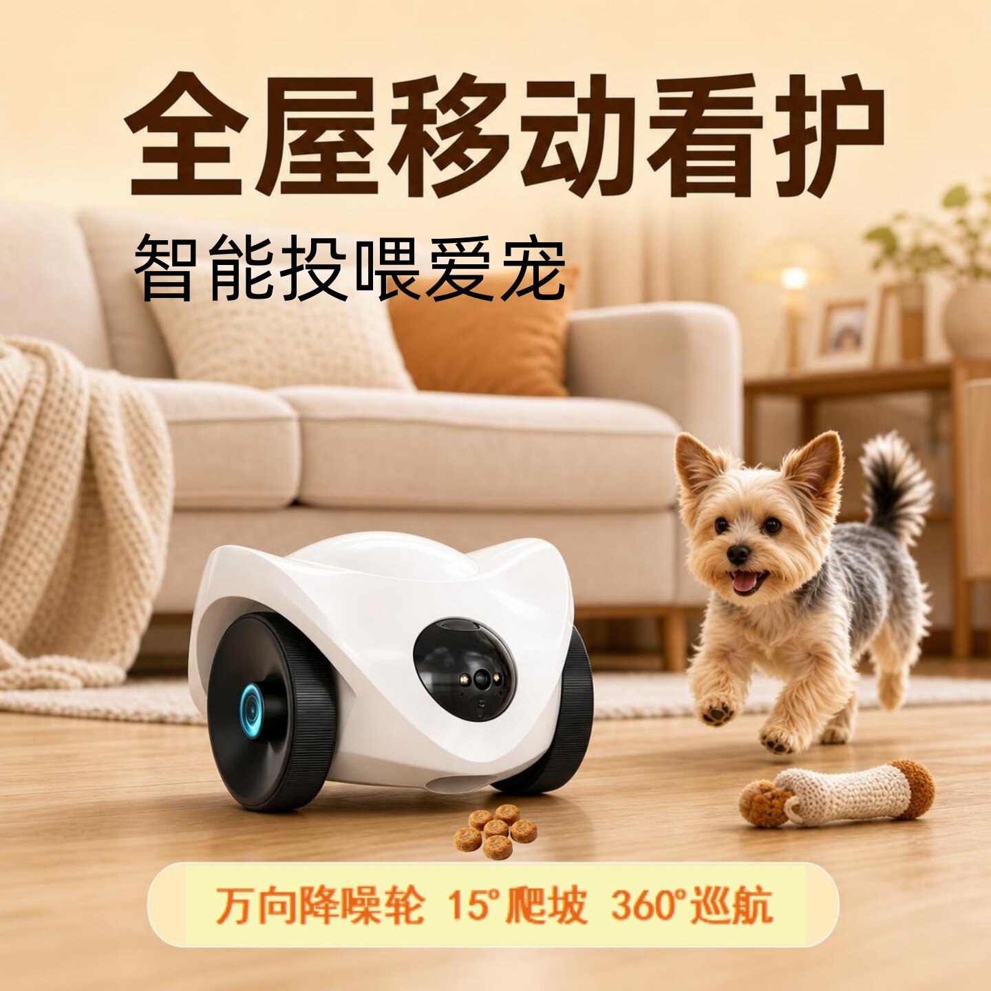 宠物摄像头监控家用伴宠机器人高清双画面WiFi监控逗宠智能摄像头