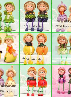 厂家直销嘟嘴梨子情侣娃娃吊脚摆件田园系列家居摆设盆景礼品