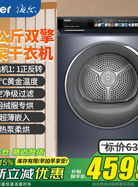 海尔滚筒10公斤热泵式单独烘干机家用烘衣服EHGS100176PRO 干衣机