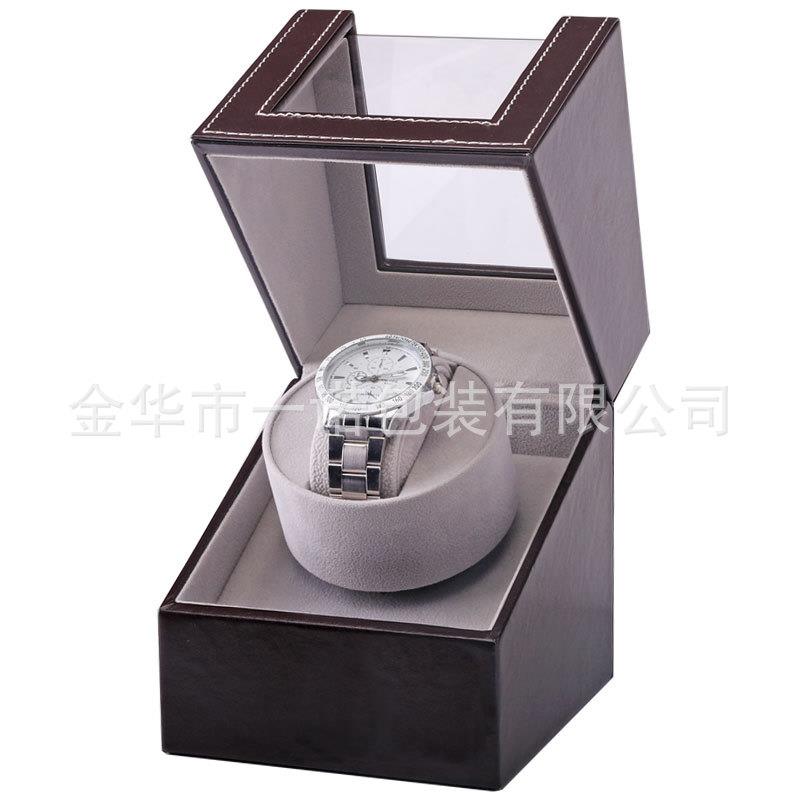 现货迷你马达盒单只摇表器pu黑色棕色机械手表上链上弦手表盒