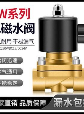 2W常闭电磁阀水阀AC220V气阀DC24V开 关控制阀气阀2分4分6分1寸2