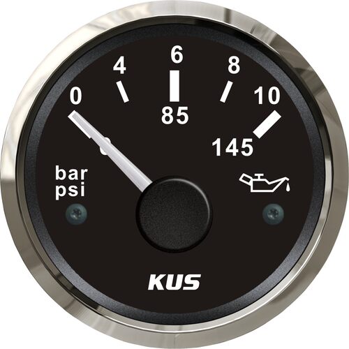 KUS油压表0-10bar12/24V船用车用房车通用游艇配件黑色/白色