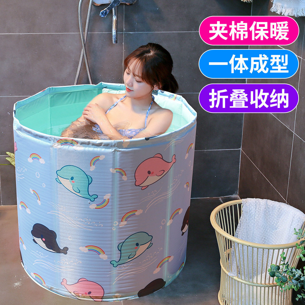 跨境家用免安装可折叠浴桶成人款秒折叠圆形泡澡桶加厚泡澡浴桶