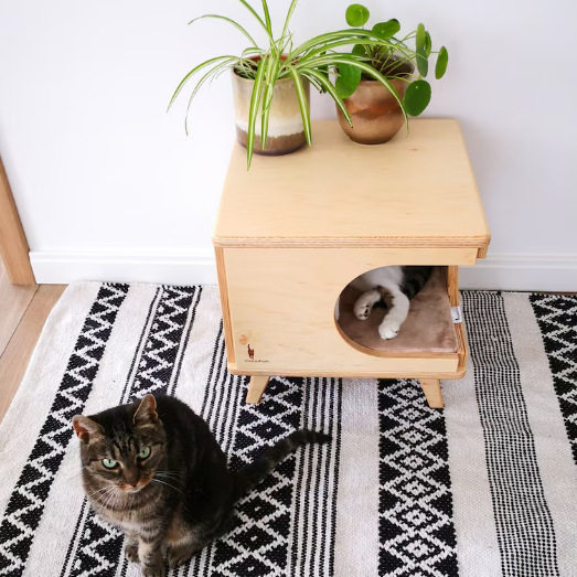 木猫洞房子猫床木猫架极简主义猫家具多用途边桌