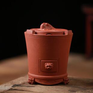 潮州工夫茶炉潮阳流溪炭炉红泥碳炉乌榄炭火炉砂铫陶壶对联狮头炉
