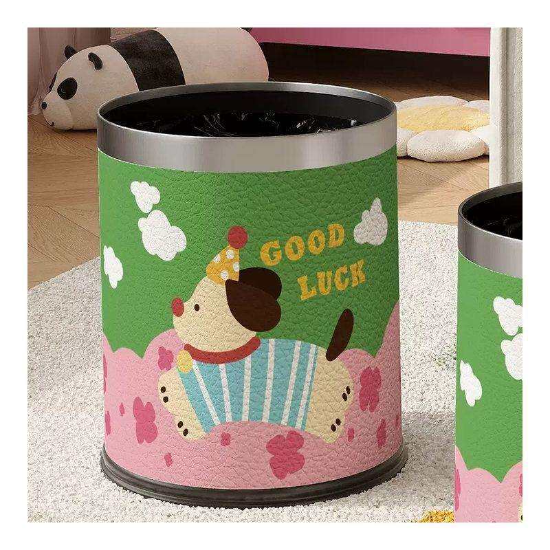 卡通皮革垃圾桶2026新款大容量家用高颜值卫生桶客厅可爱收纳纸篓